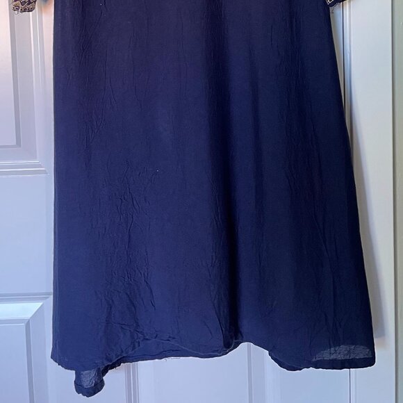 Lapogee Women's Navy Blue Embroidered Shift Dress – Kaftan Style, Medium - Picture 6 of 9